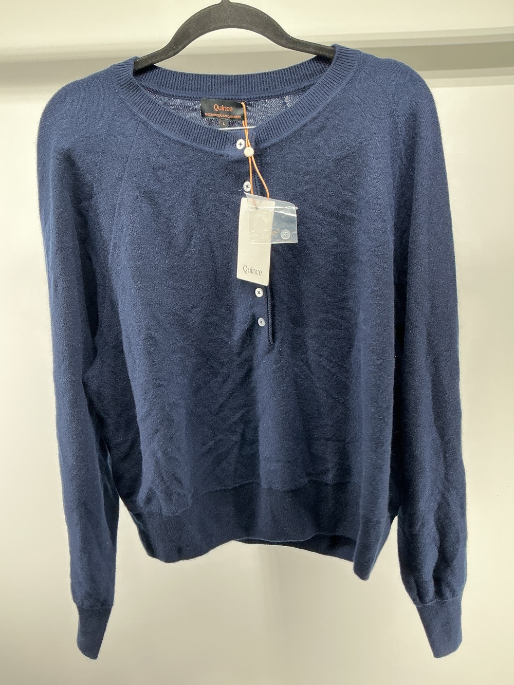 Mongolian Cashmere Dolman Sleeve Henley Sweater
